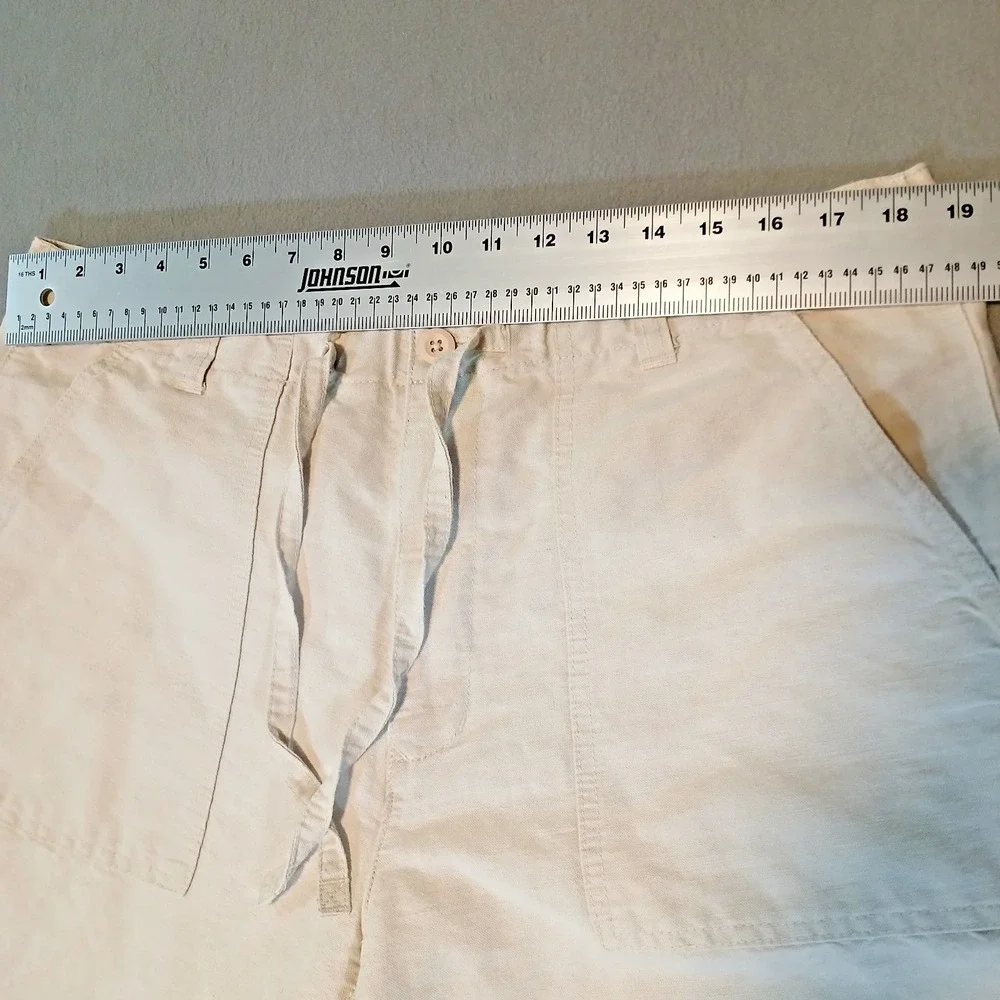 TOMMY HILFIGER Pants Men 36x30 Linen Drawstring Slim Fit Lightweight Chino Beige